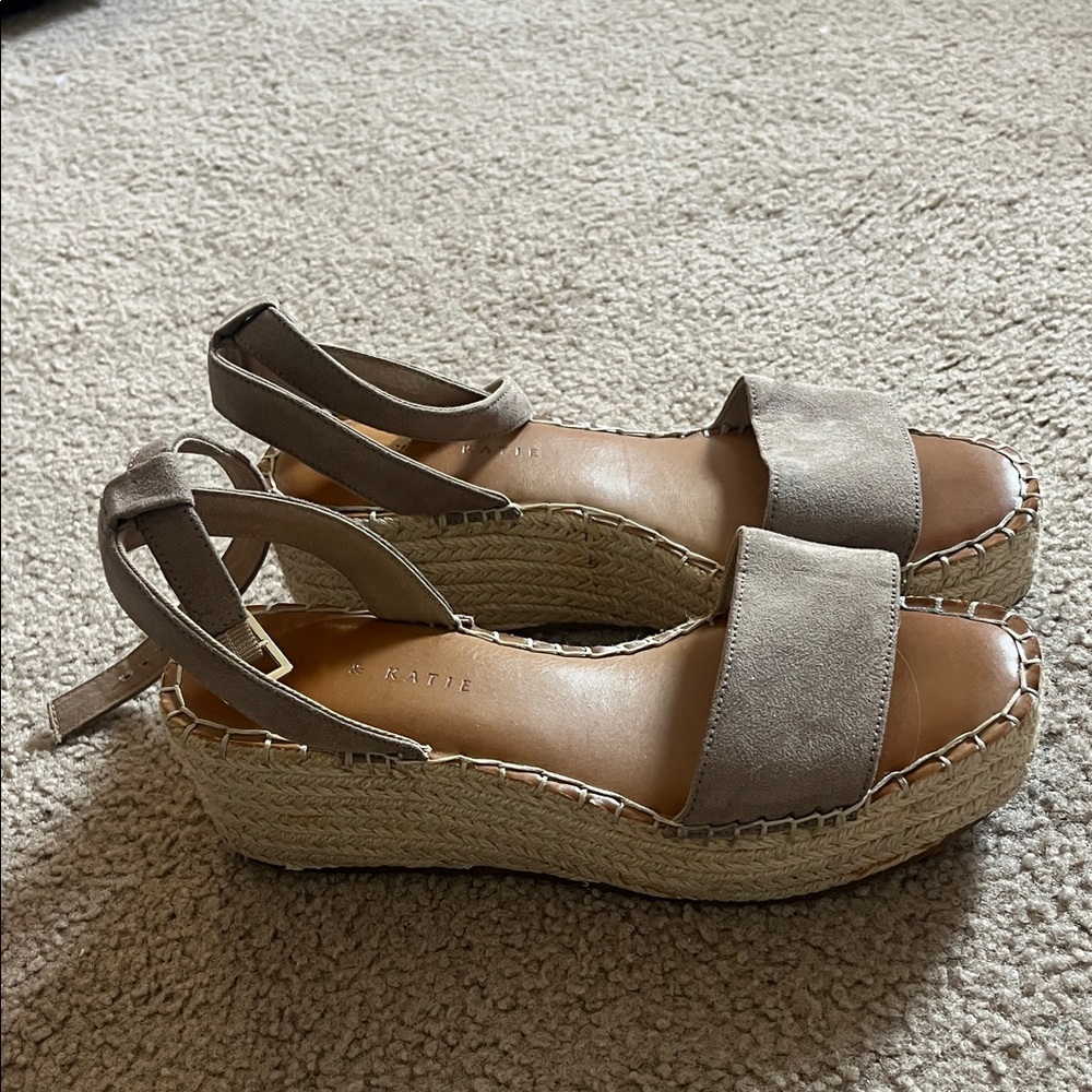 Kelly & Katie Taupe Espadrille Platform Sandals